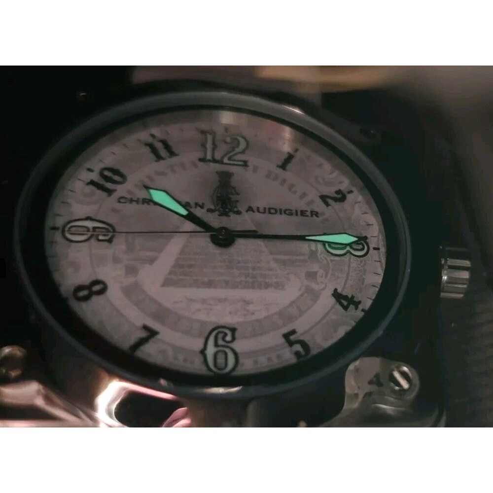NEW Christian Audigier Watch Glow Arm Silver Tone Round Face White Silicone Band - Picture 4 of 16